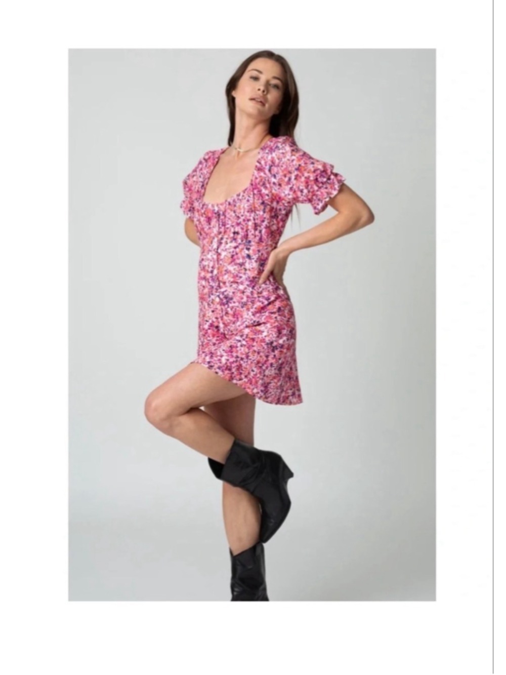 Women's Stillwater Pink Floral Mini Dress M - Picture 2 of 8